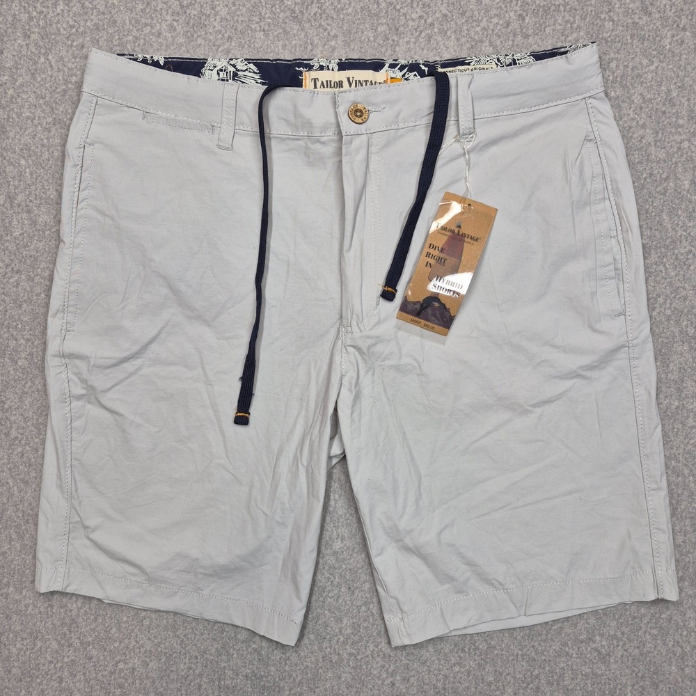 Tailor Vintage Shorts Mens 36 Beige Greenwich Lightweight Casual Khakis NWT